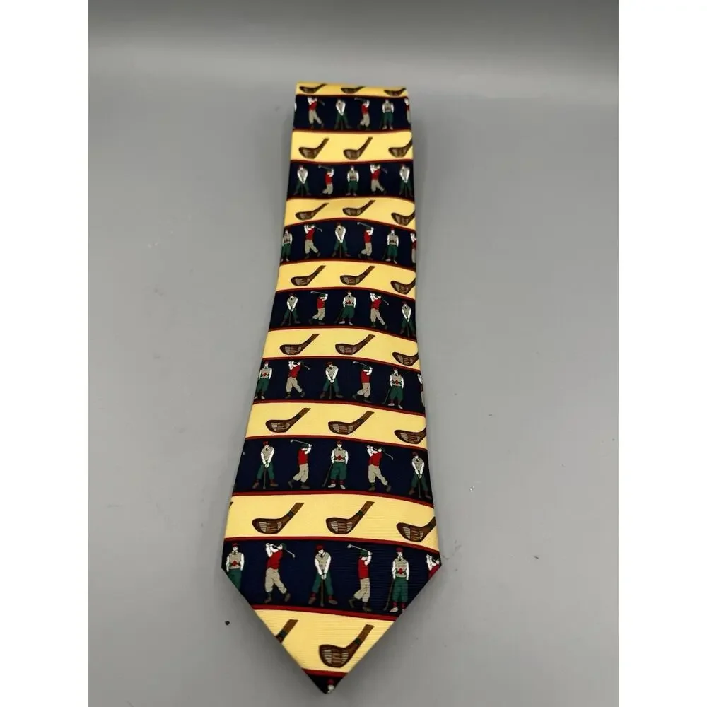 Alynn Neckwear Golf Tie Head Down Follow Through 100% Silk Made USA